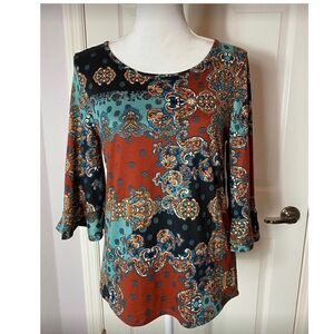 AMANA Small Knit Top with Ruffle Sleeves nwt